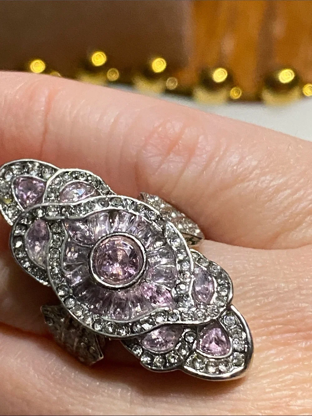 Sterling Silver Pink Crystal Ring